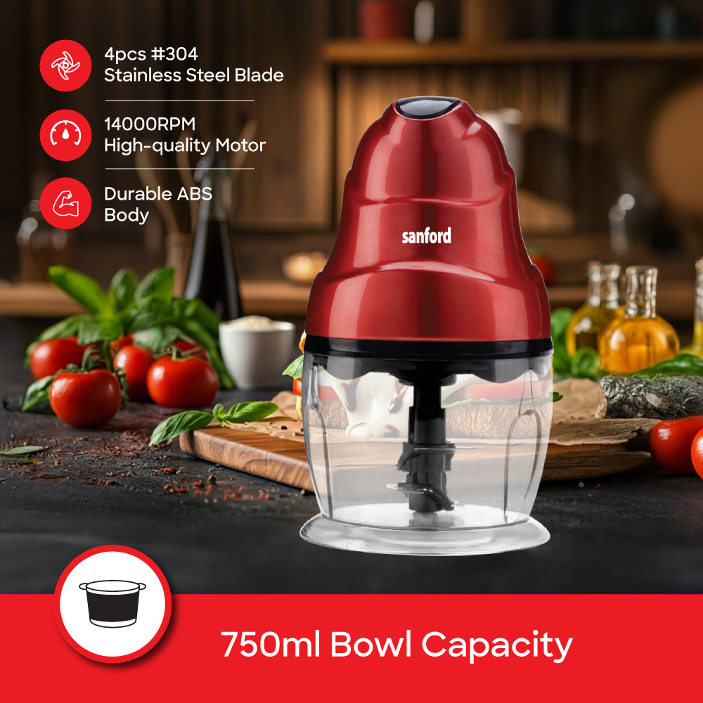 Sanford 250W Food Chopper with 750ml Bowl and 4 Blade System | SF5595FC - Sanford India