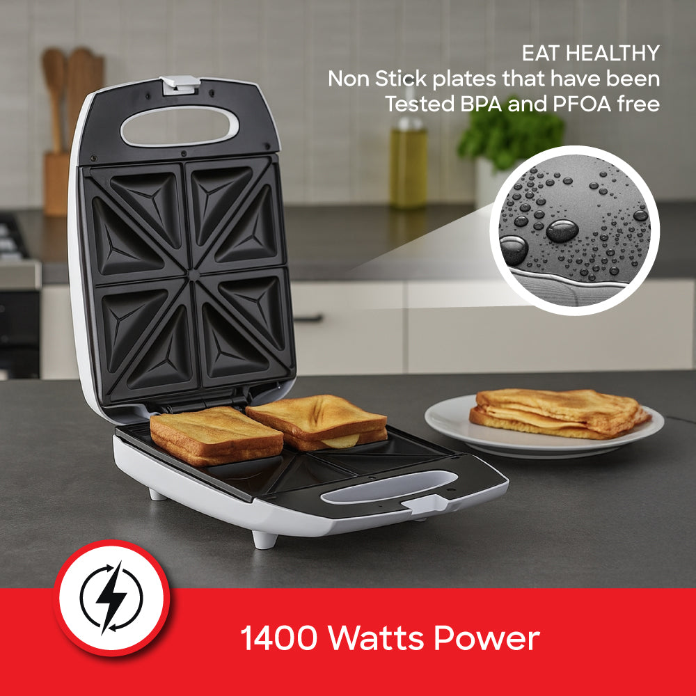 Sanford 1400W Sandwich Maker with Non-Stick Plates and 4 Slice Capacity | SF5723ST - Sanford India