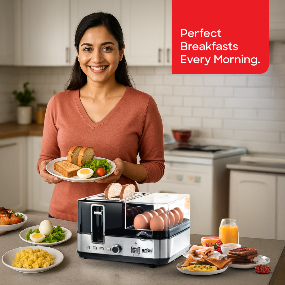 Sanford 3-in-1 Breakfast Maker with Egg Boiler and Toaster 1400W | SF5744BT - Sanford India