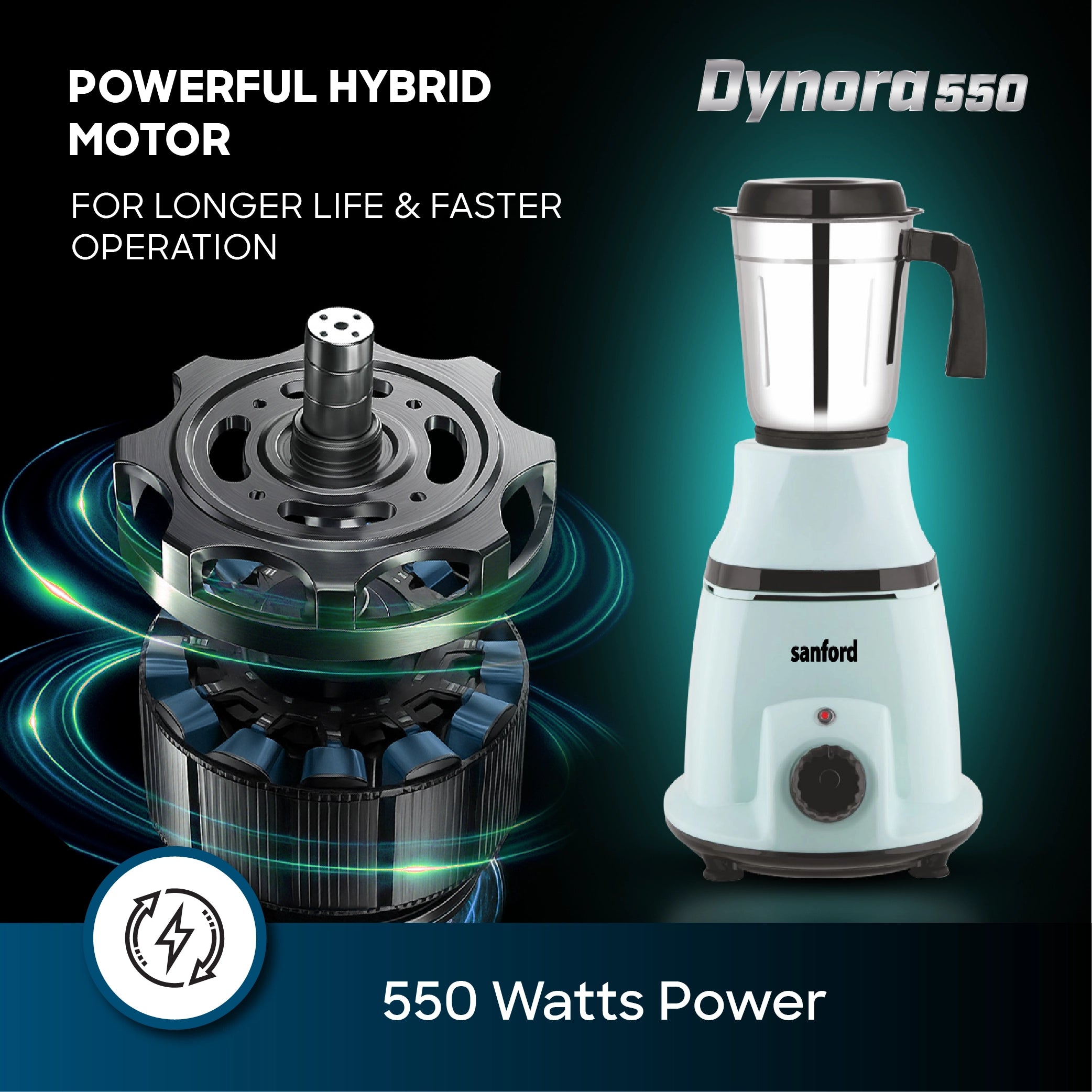 mixer grinder 3 in 1 550W stainless steel jars sanford 4
