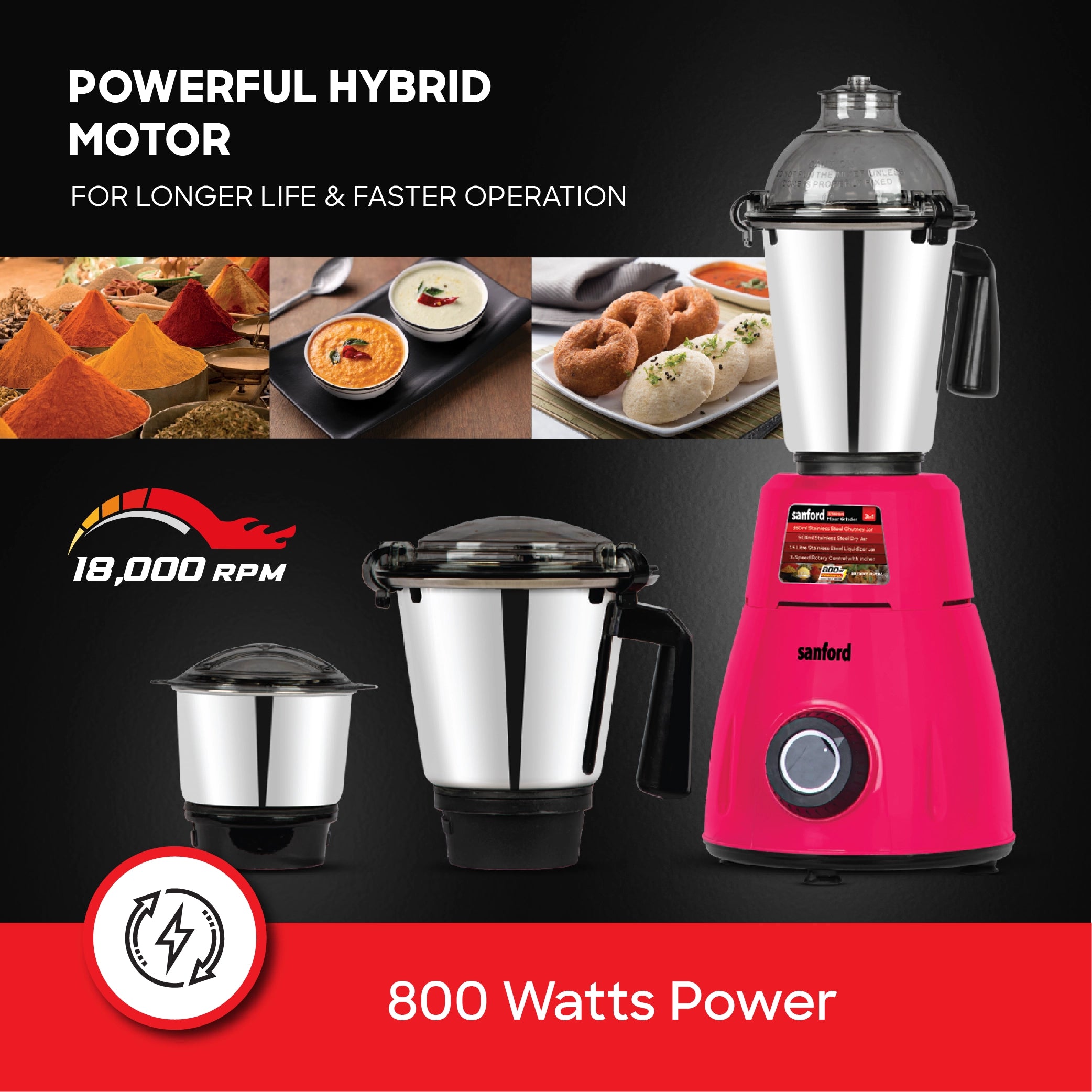 Sanford SF5901GM Mixer Grinder – 800W motor for fast grinding