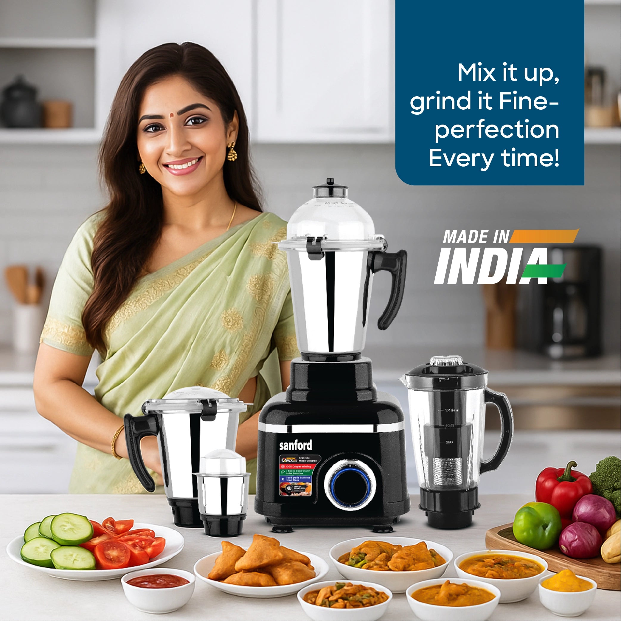 Sanford Mixer Grinder Quick Pro 1000W 5-in-1 With Juicer Jar System – SF5913GM A - Sanford India