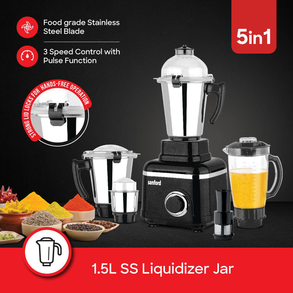 Sanford Quick Pro 1000W Mixer Grinder 5-in-1 with Juicer Jar | SF5913GM - Sanford India