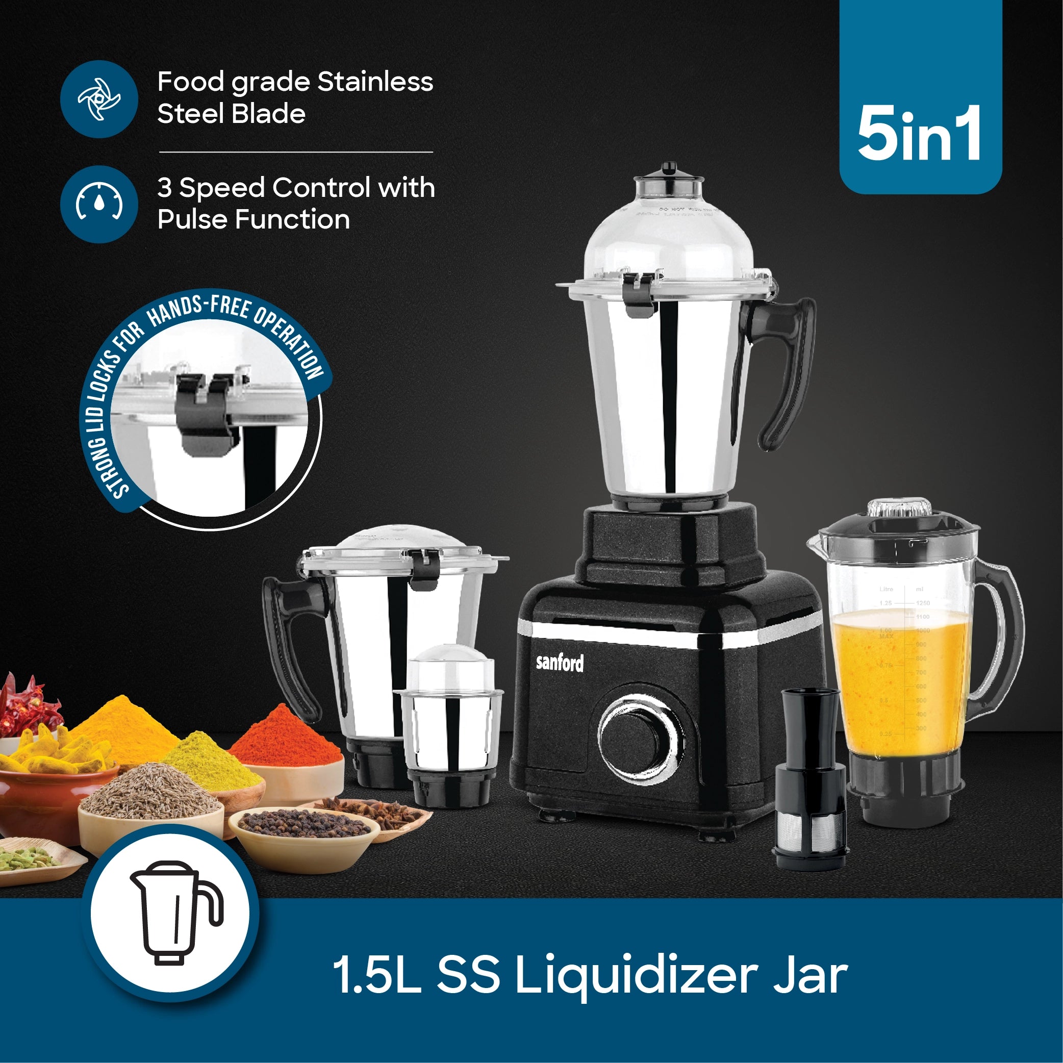 1000W mixer grinder 5 in 1 juicer jar system sanford 3