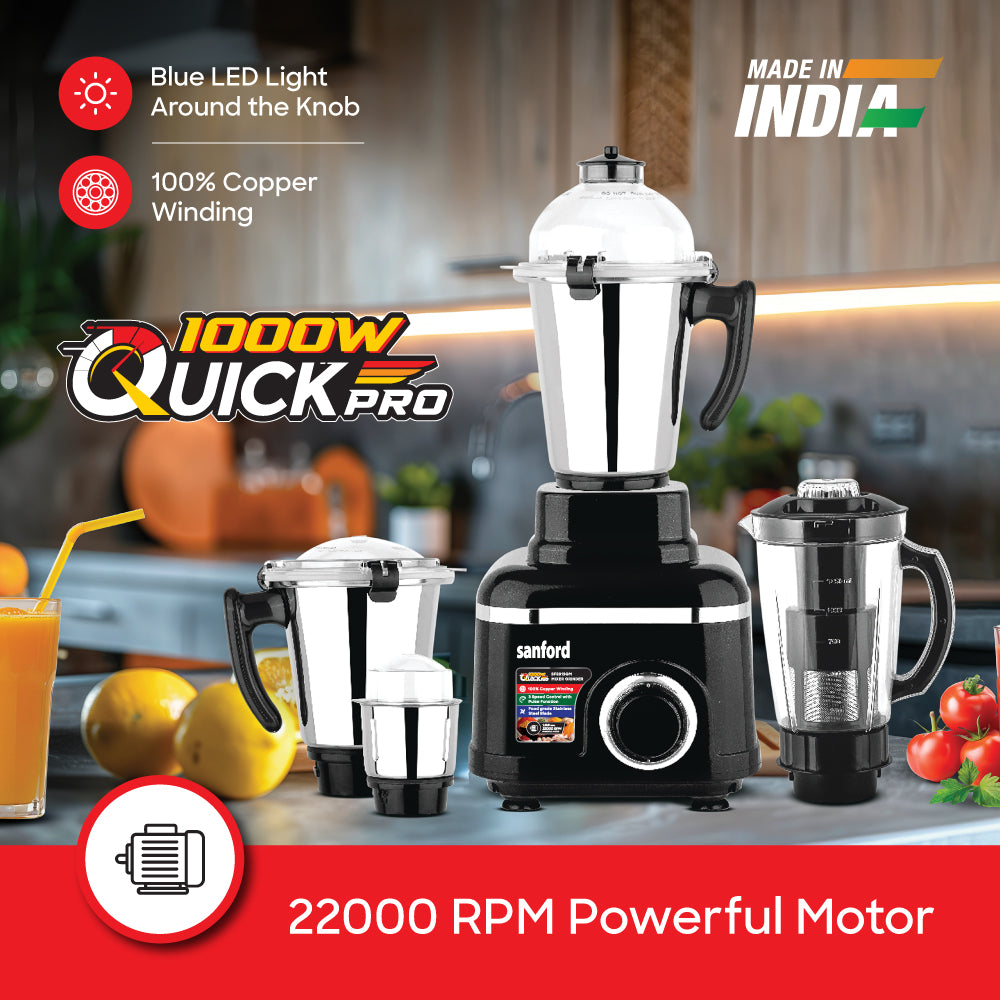 Sanford Quick Pro 1000W Mixer Grinder 5-in-1 with Juicer Jar | SF5913GM - Sanford India