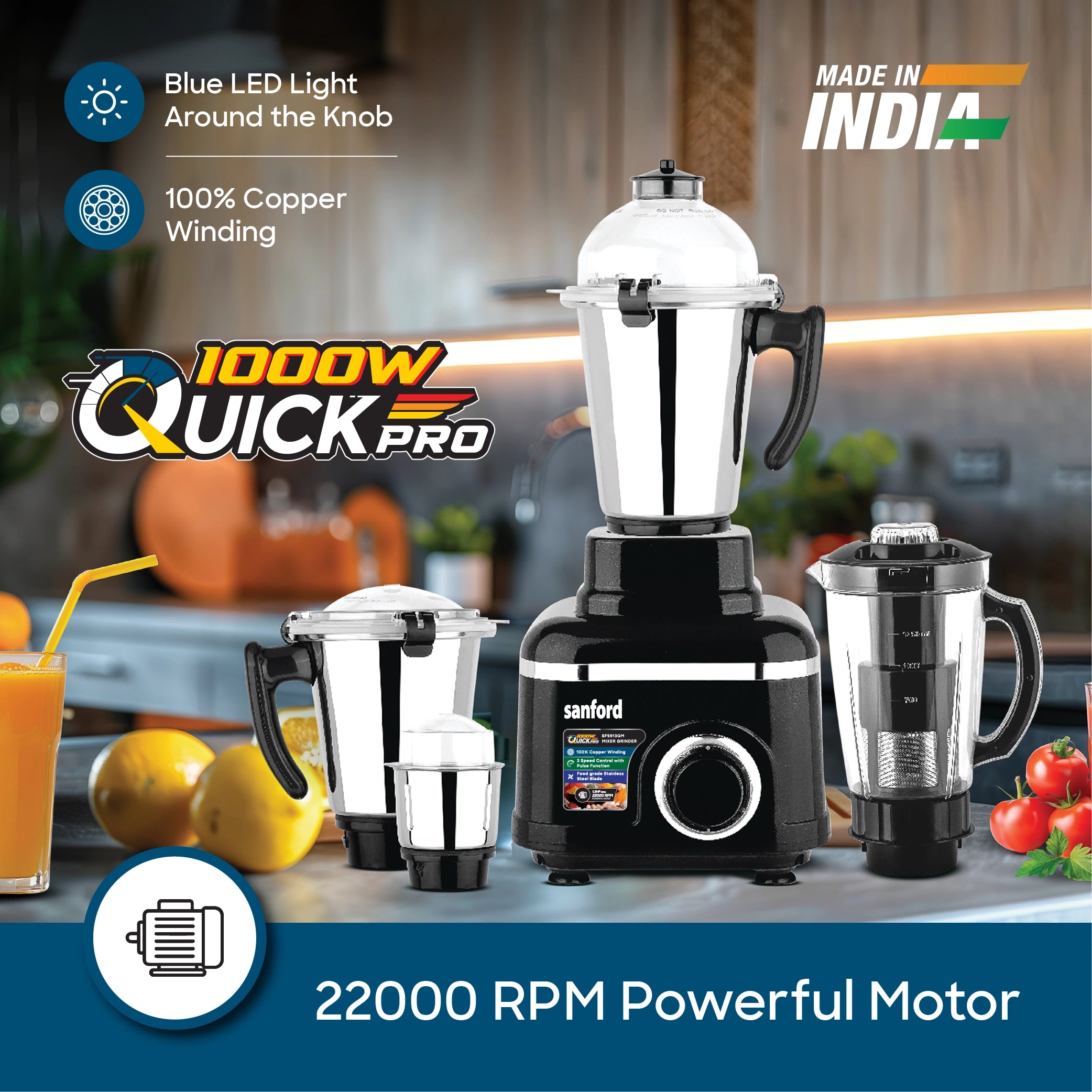 1000W mixer grinder 5 in 1 juicer jar system sanford 4