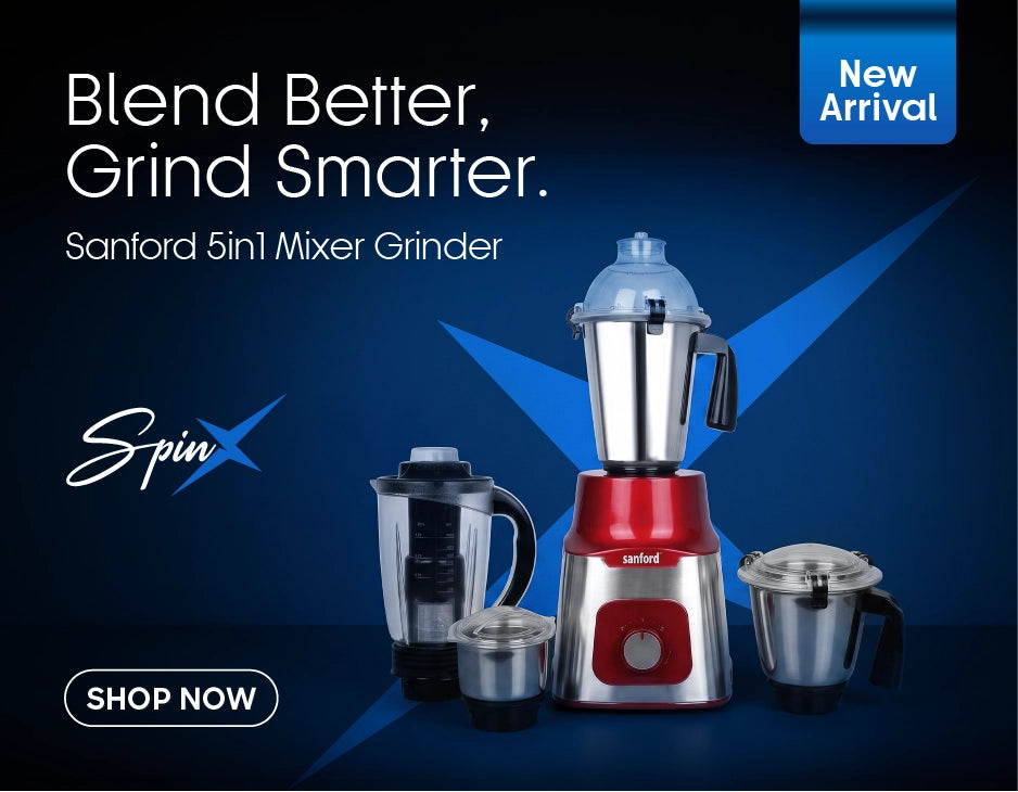 sanford 1200w mixer grinder 5-in-1 stainless steel jars homepage banner mobile