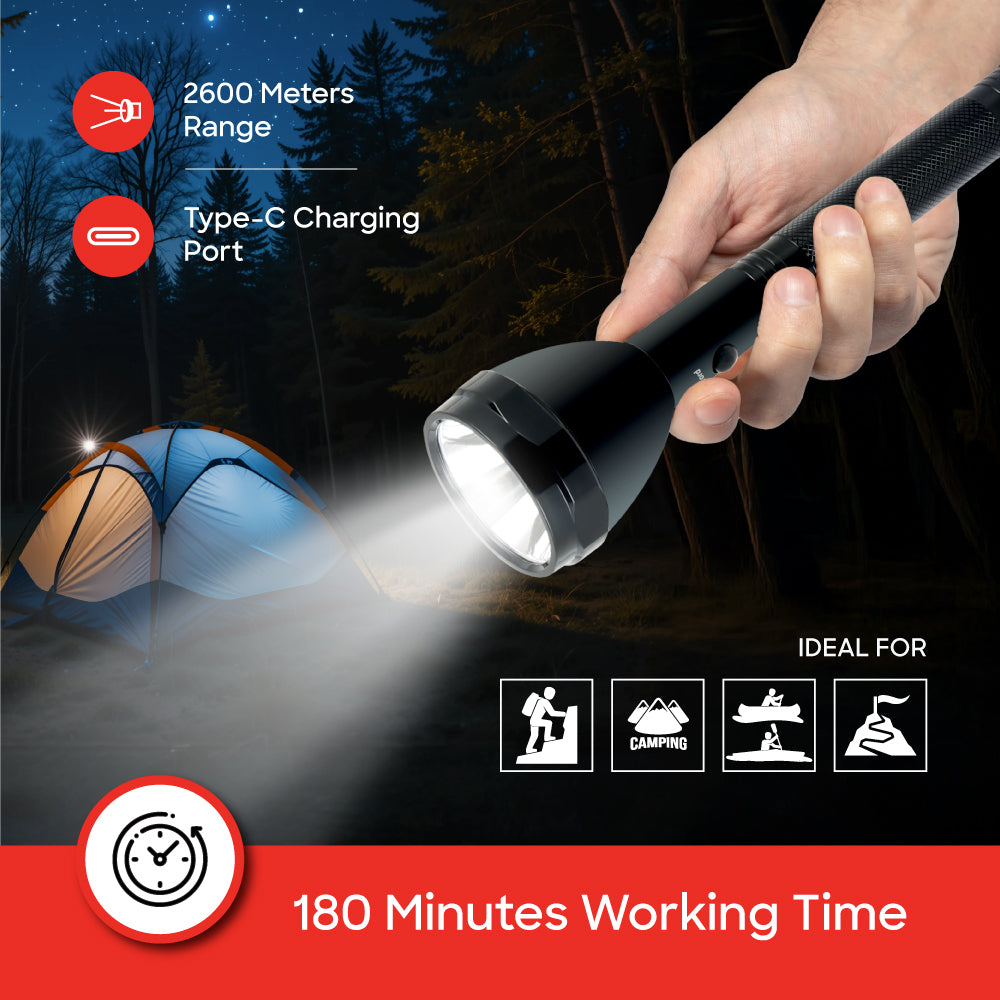 Sanford Supernova Series Rechargeable LED Search Light Combo with 2600 Meter Beam | SF6351SLC - Sanford India