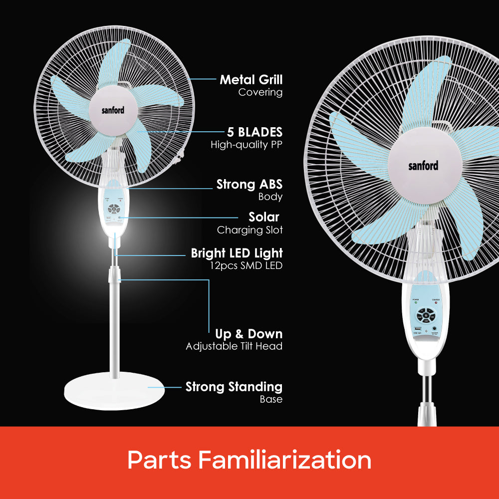 Sanford Rechargeable 18 Inch Stand Fan with LED Light and Timer | SF6600RSFN - Sanford India