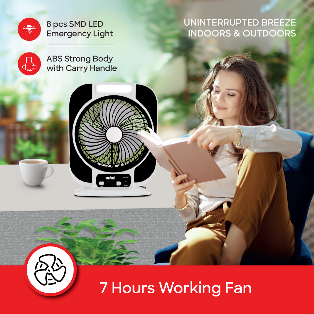 Sanford Rechargeable 7 Inch Table Fan with LED Light and USB Charging | SF6652RTF - Sanford India