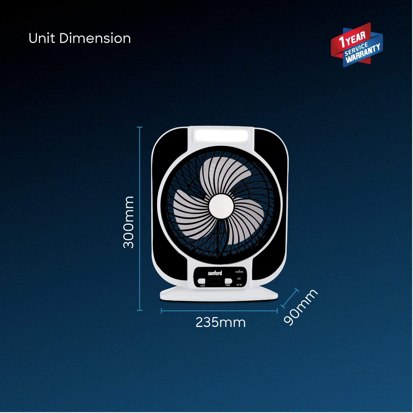 Sanford Table Fan Rechargeable 7-Inch Portable With LED Light and USB Charging – SF6652RTF - Sanford India