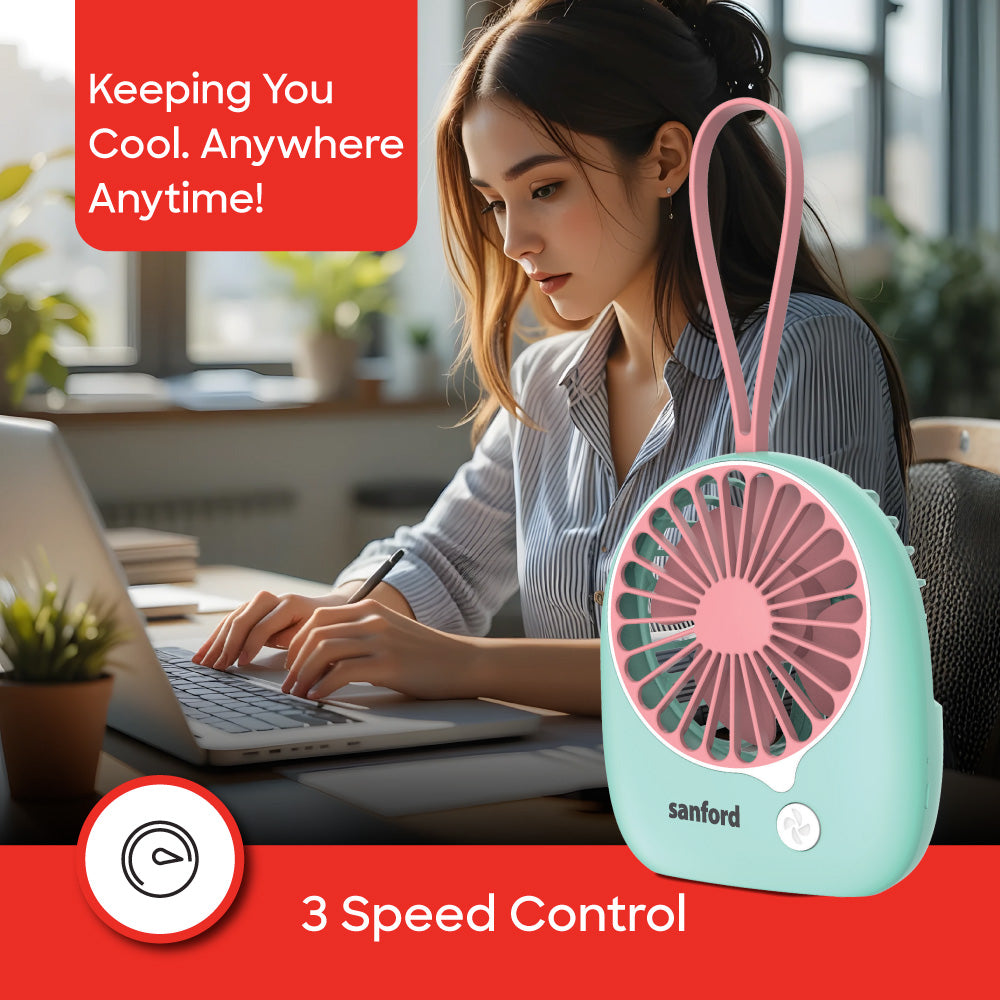 Sanford Rechargeable USB Mini Fan with 3-Speed & 2400mAh Battery | SF6653MFN