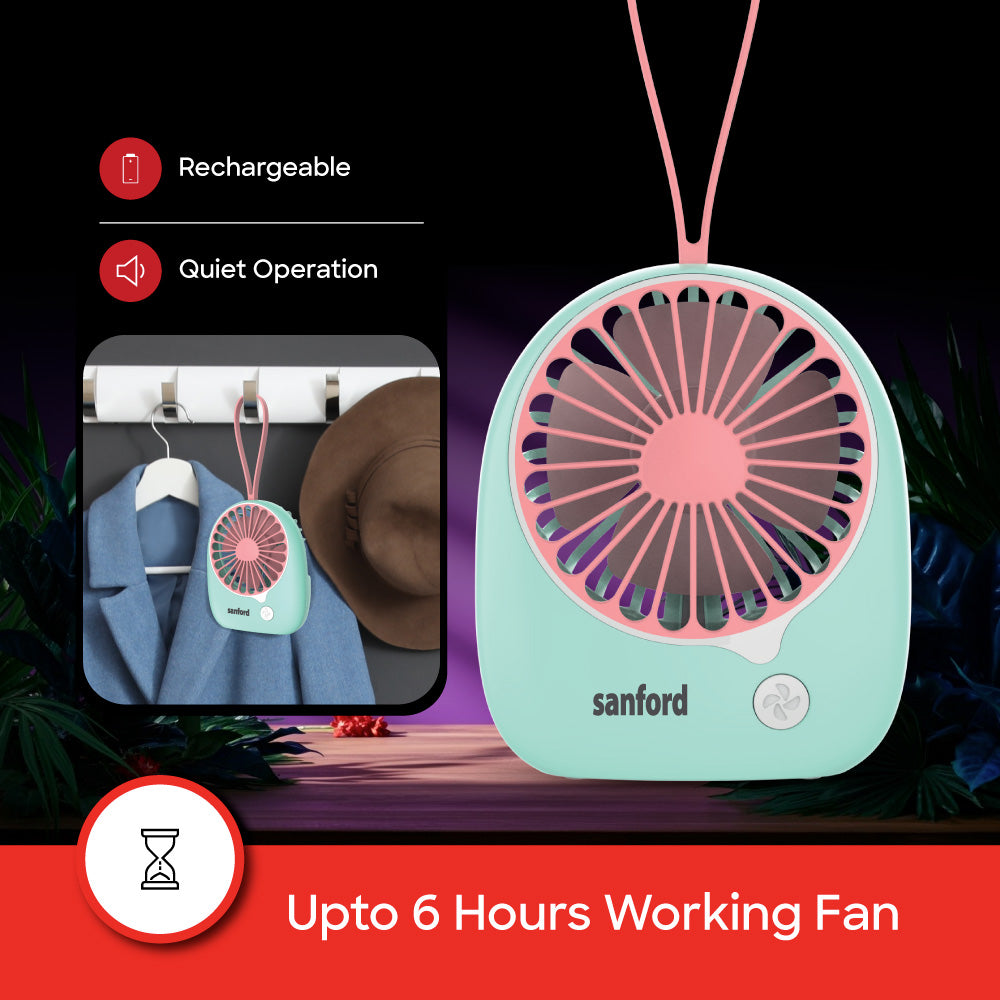 Sanford Rechargeable USB Mini table Fan with 2400mAh Battery and 3-Speed | SF6653MFN - Sanford India