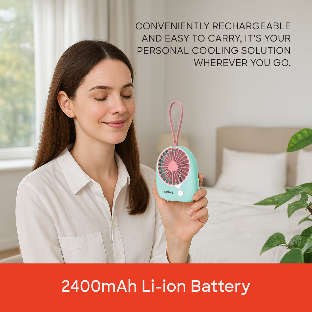 Sanford Rechargeable USB Mini table Fan with 2400mAh Battery and 3-Speed | SF6653MFN - Sanford India