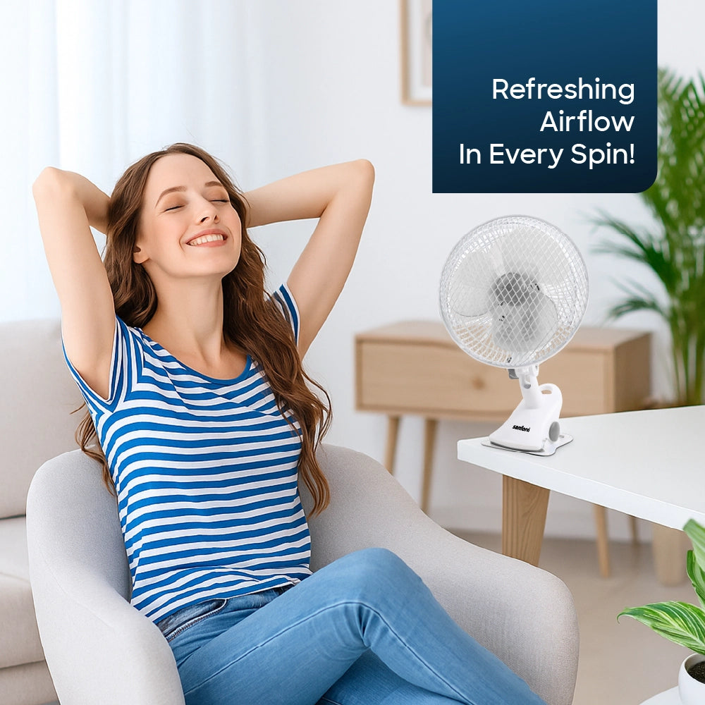 Sanford Clip Fan Rechargeable 8-Inch Portable 360° Rotation USB Charging – SF6660BFN