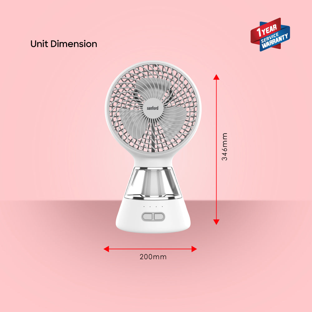 Sanford Rechargeable Multi-Functional 6 Inch Table Fan with LED Light | SF6663MFN - Sanford India