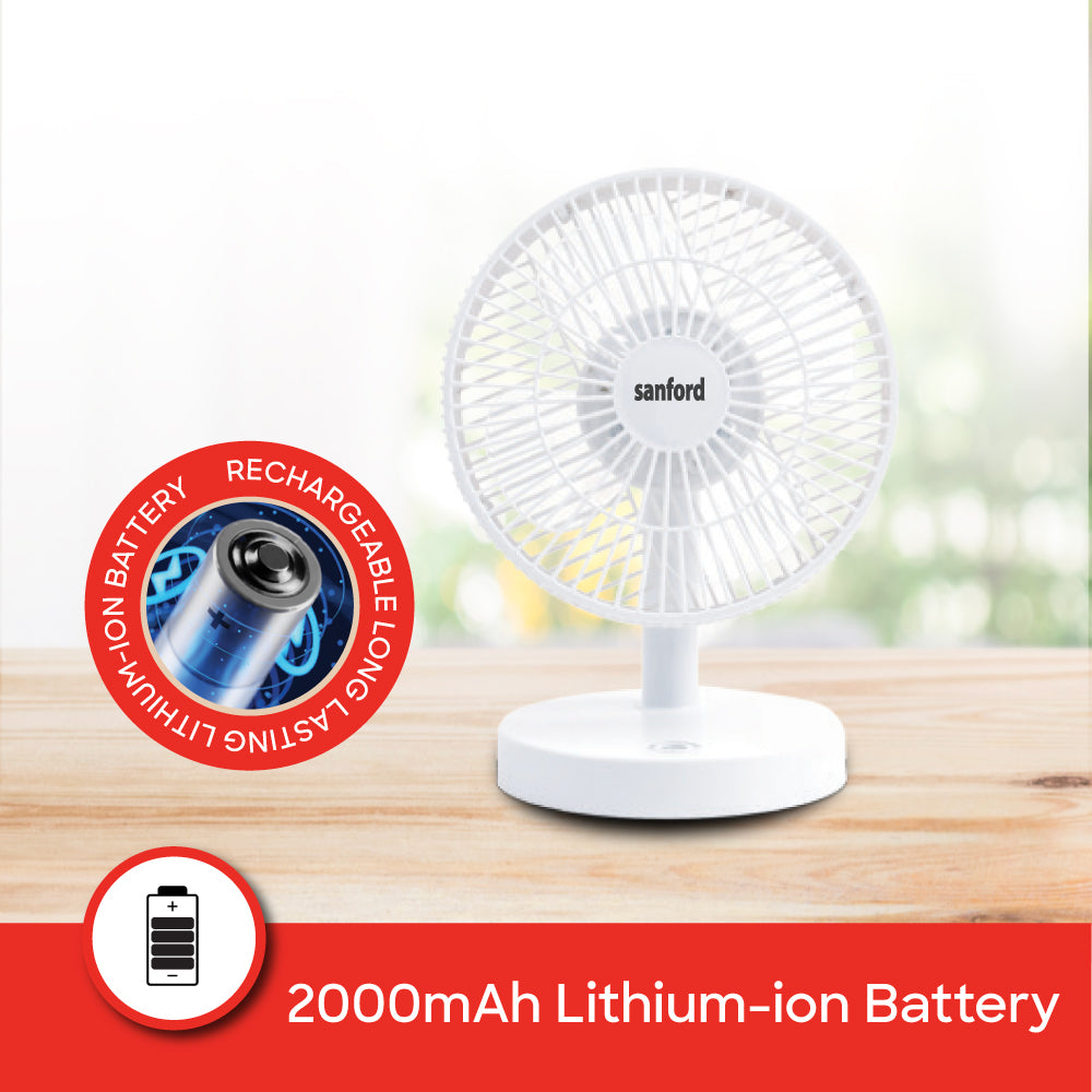 Sanford 7 Inch Rechargeable MultiFunctional Table Fan with 3 Speed | SF6668MFN - Sanford India