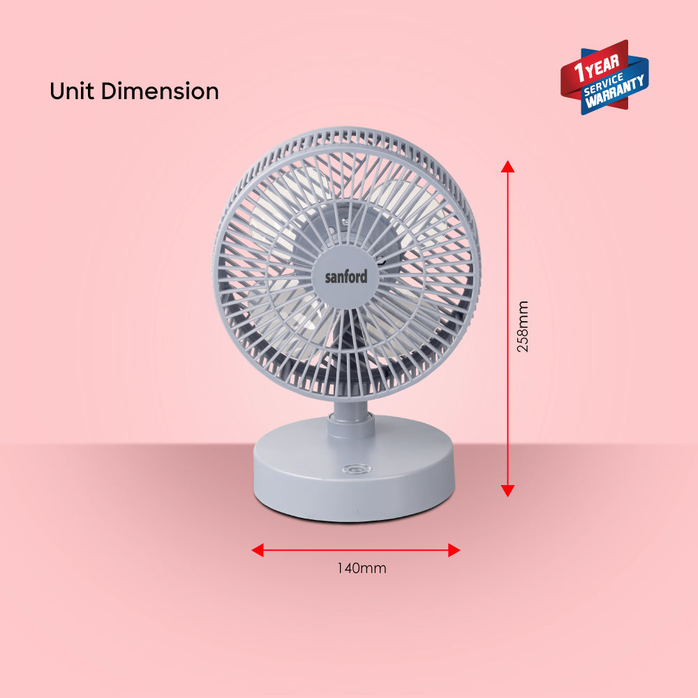 Sanford 7 Inch Rechargeable MultiFunctional Table Fan with 3 Speed | SF6668MFN - Sanford India