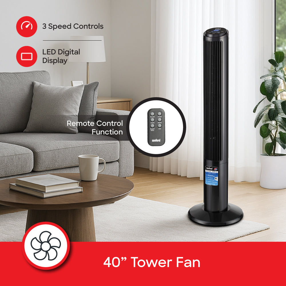 Sanford 40-Inch Tower Fan with Remote Control and LED Display | SF6701TRF - Sanford India