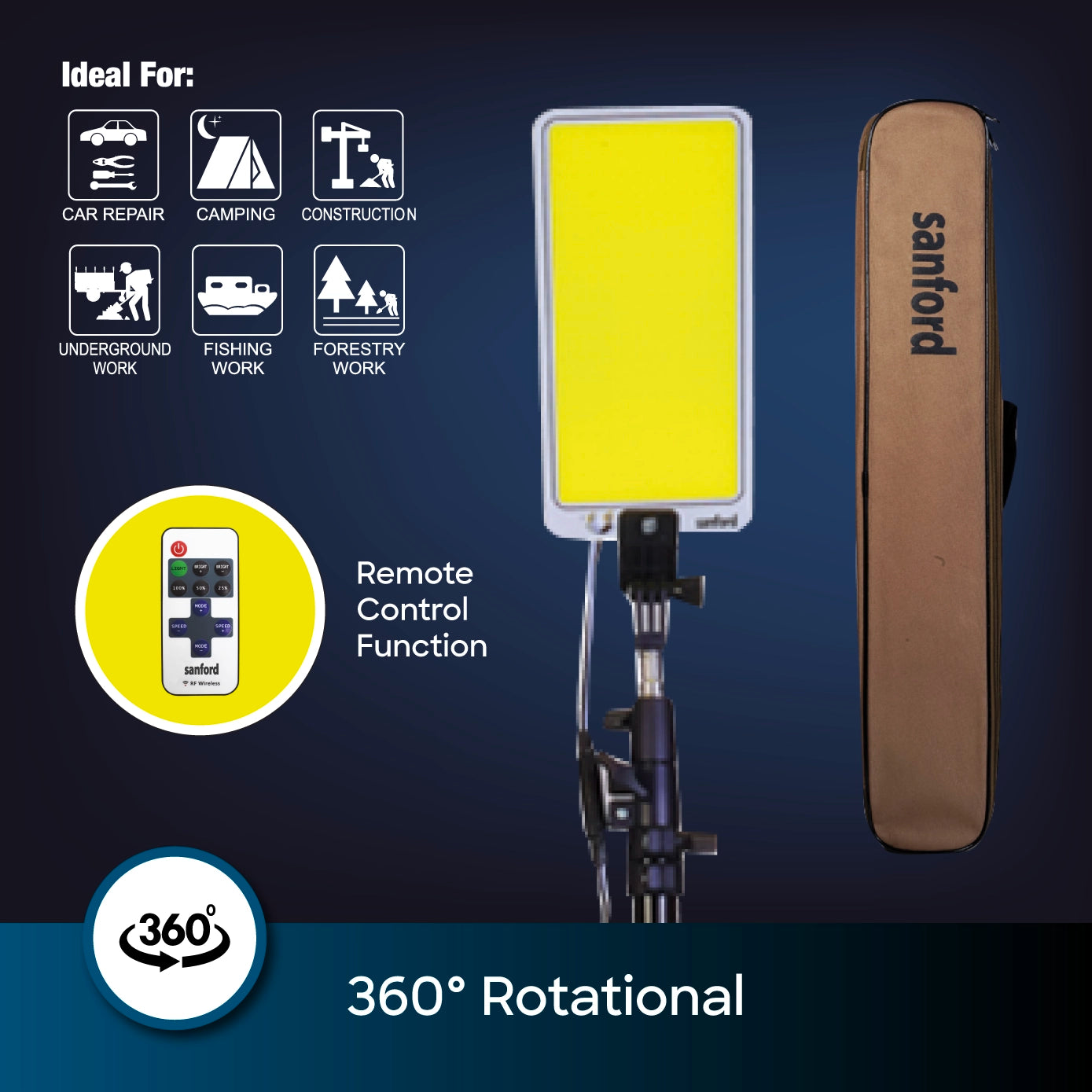 Sanford LED Camping Light 1500W With Tripod and Remote Control for Outdoor Use – SF705CL - Sanford India