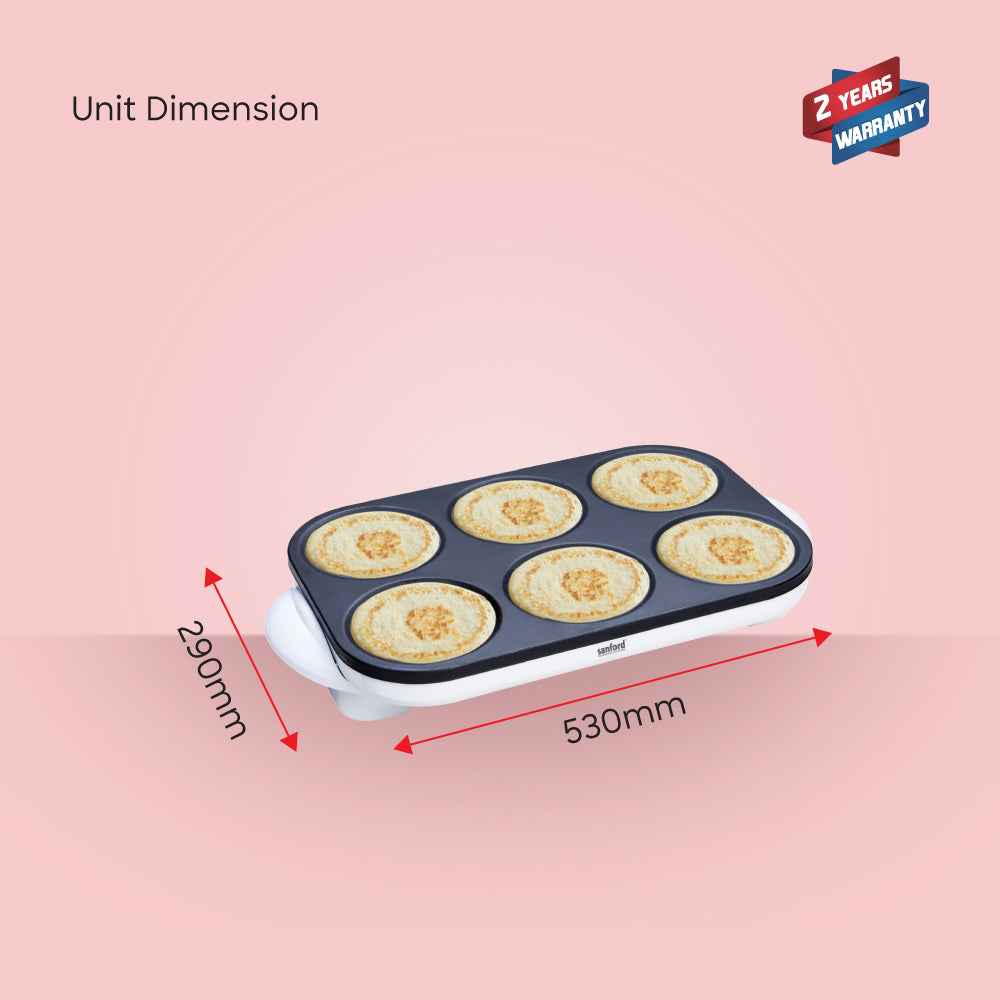 Sanford Crepe Maker 1000W Electric Dosa Non-Stick 6-Slot Plate (SF8052CM) - Sanford India