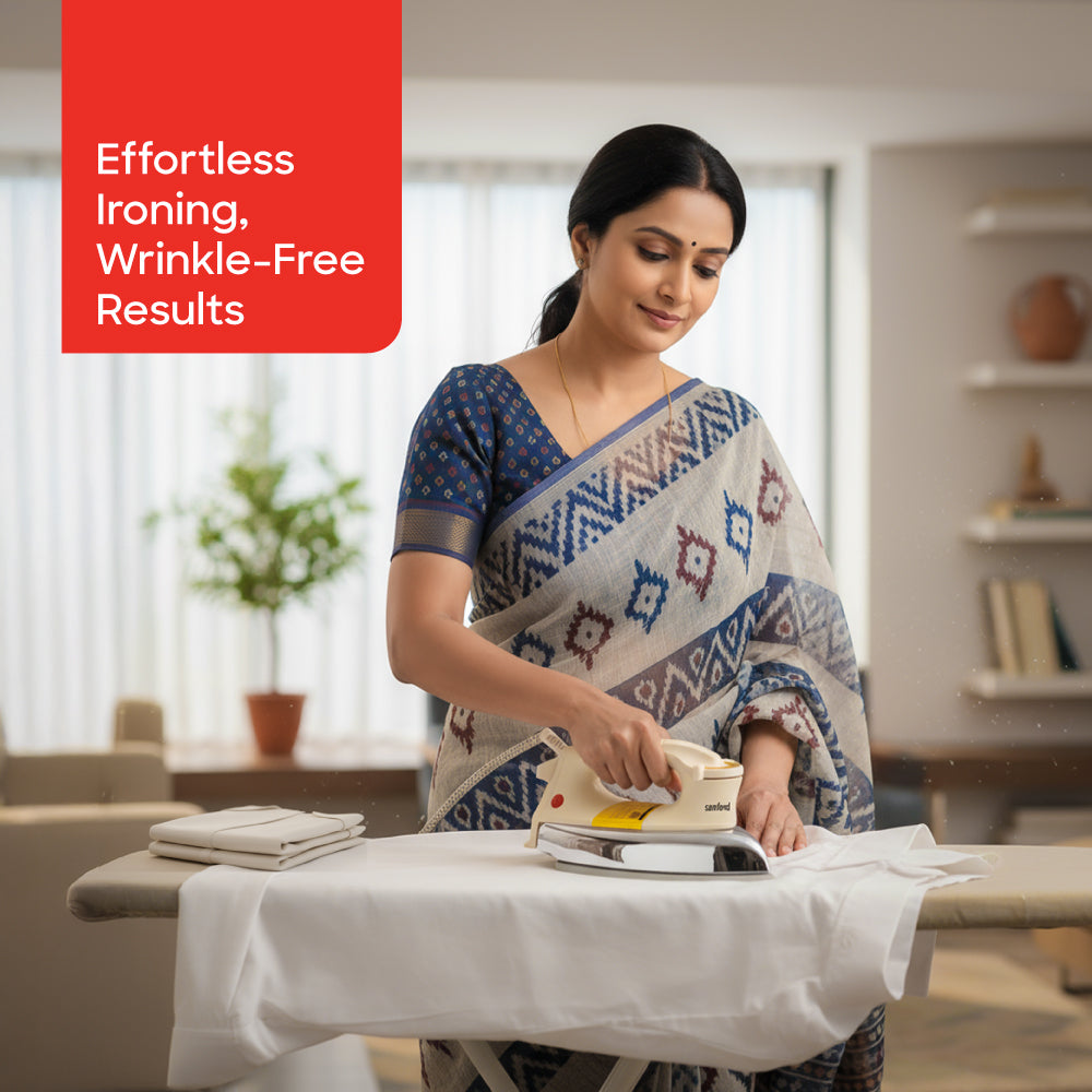 Sanford 1000W Heavy Weight Dry Iron with Golden Ceramic Soleplate (SF82DI) - Sanford India