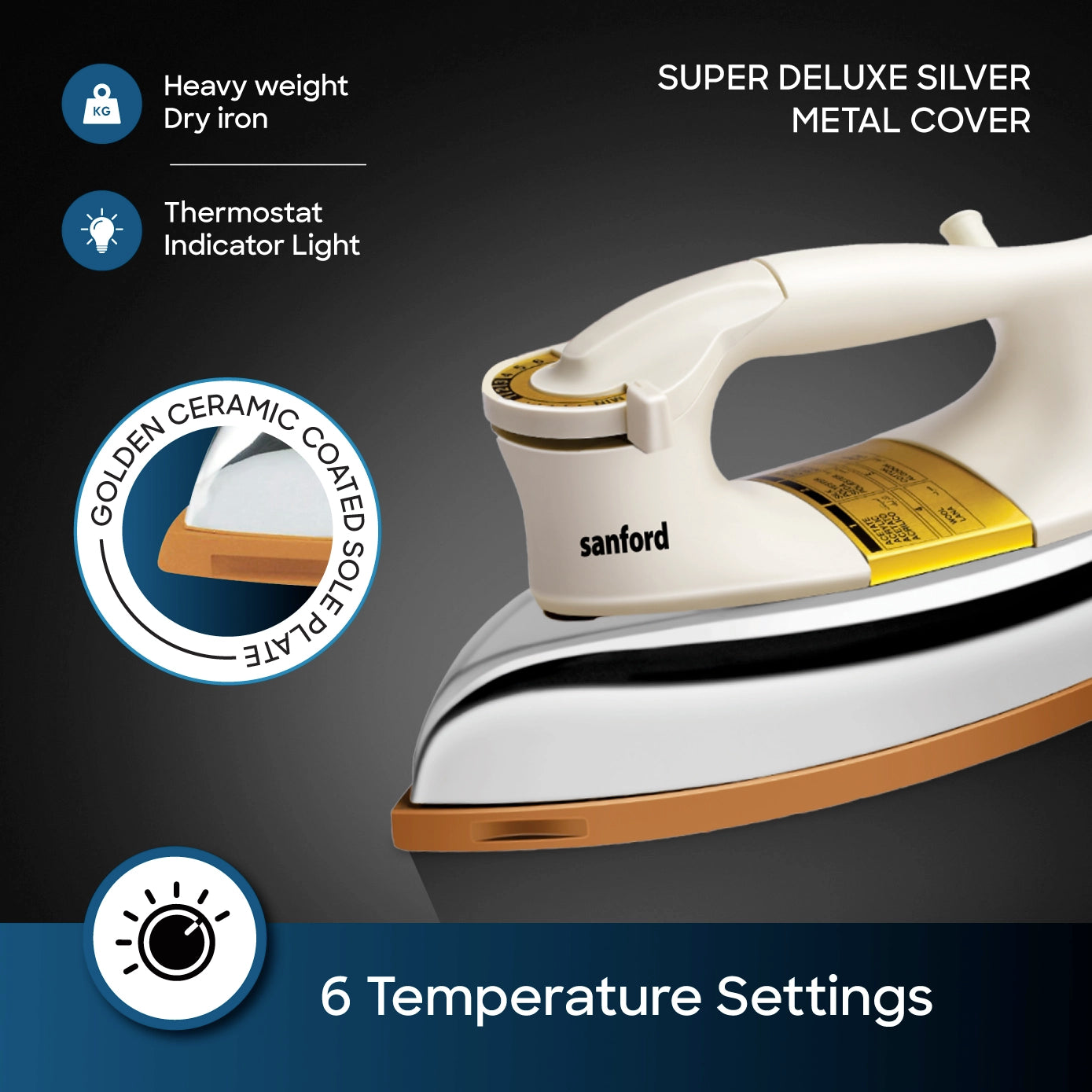 Sanford 1000 watt electric iron with adjustable temperature control and overheat protection