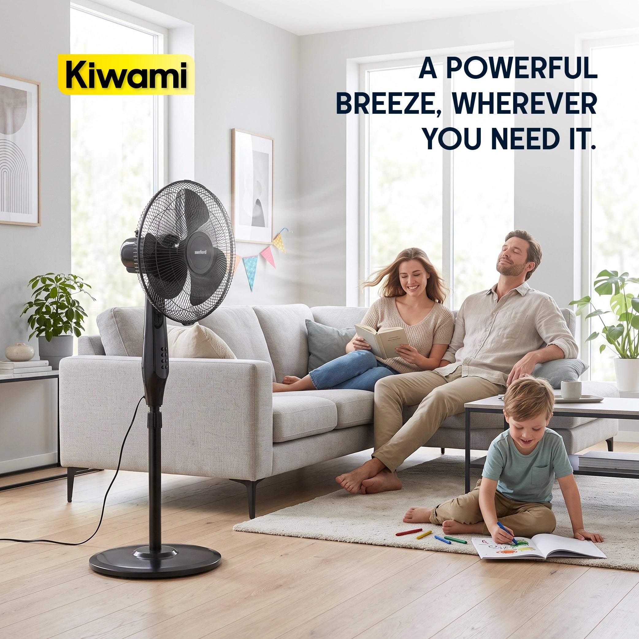 	Sanford SF906S Kiwami 16" Stand Fan – family cooling off together