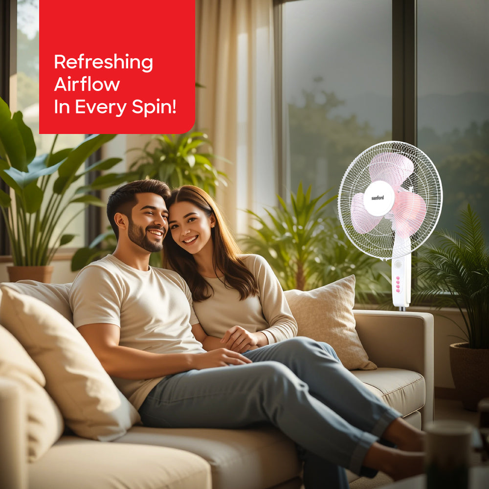 Sanford 16-Inch Stand Fan with LED Light and 3-Speed Control | SF907SFN - Sanford India
