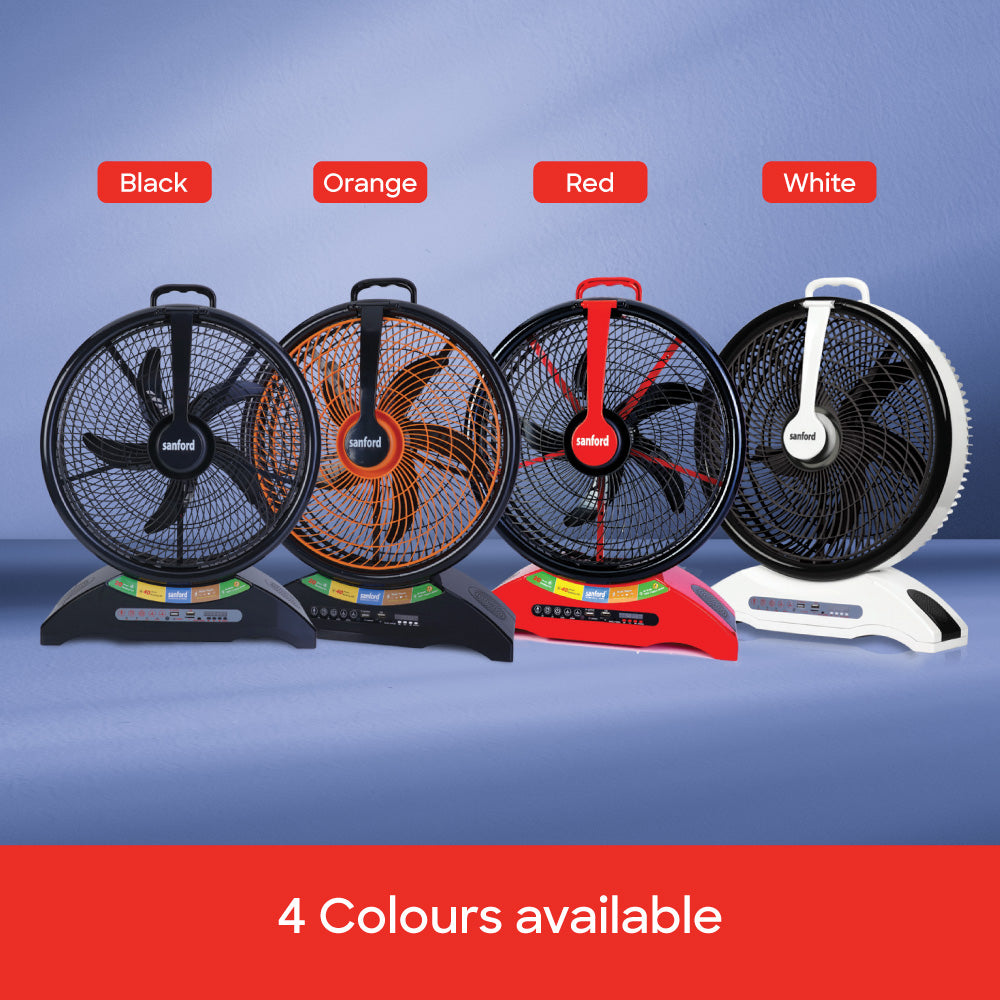 Sanford 14-Inch Rechargeable Table Fan with LED Light and Music System | SF918RTF - Sanford India