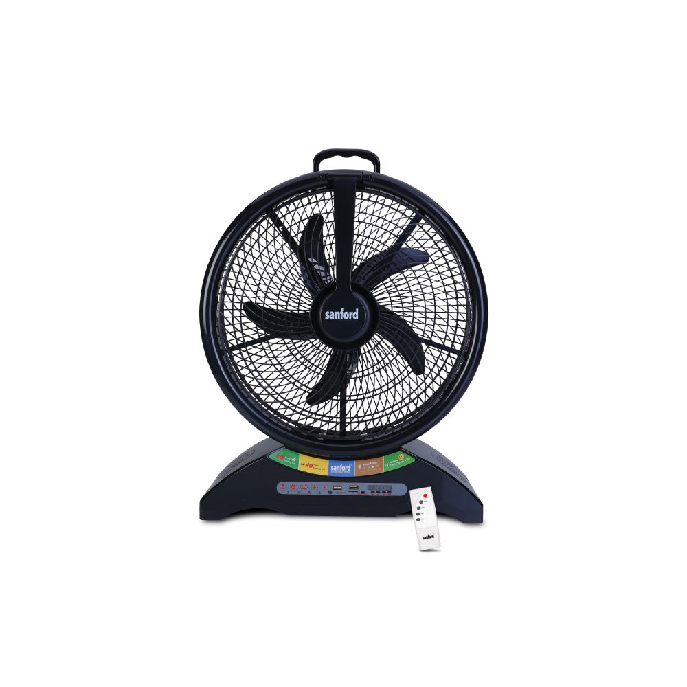 Sanford 14-Inch Rechargeable Table Fan with LED Light and Music System | SF918RTF - Sanford India