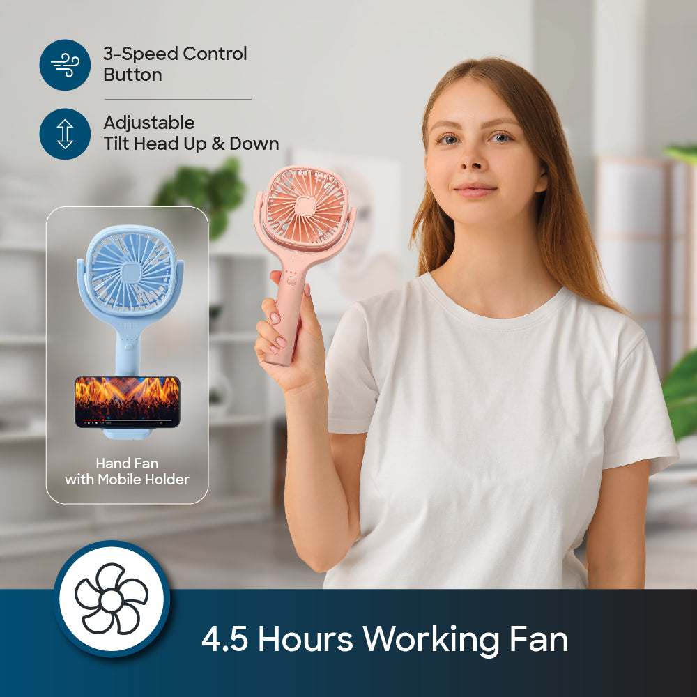 rechargeable hand fan mobile holder type c charging 3 speed sanford 3