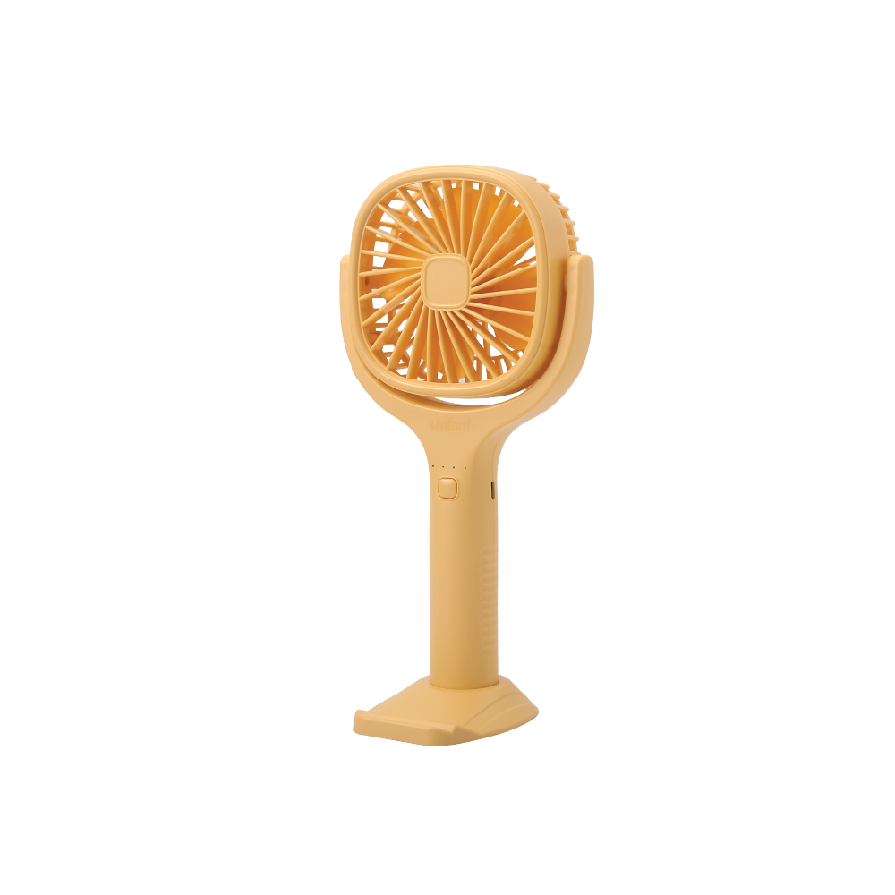 Sanford Rechargeable Hand Fan with Mobile Holder & Type-C Charging – front view on white background
