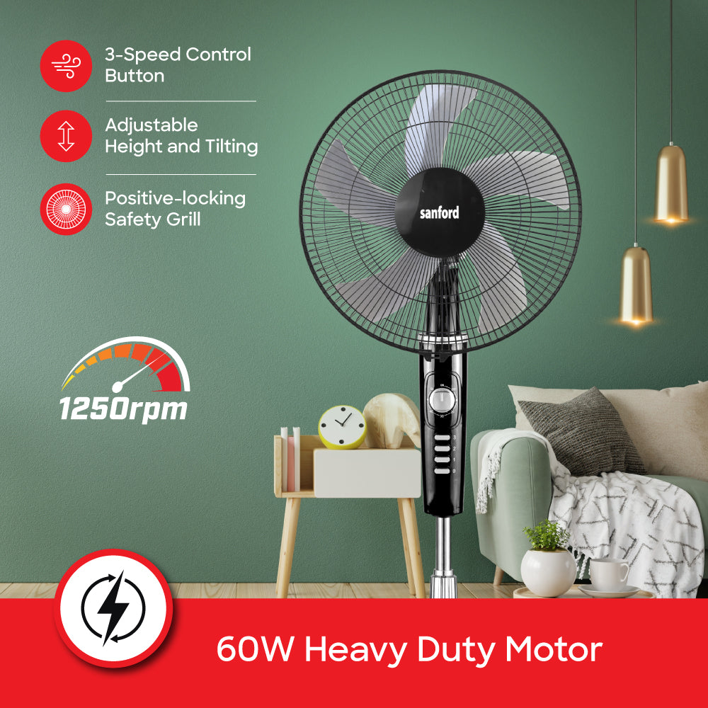 Sanford 18 Inch Stand Fan with 3 Speed Control and Height Adjustment | SF938SFN - Sanford India