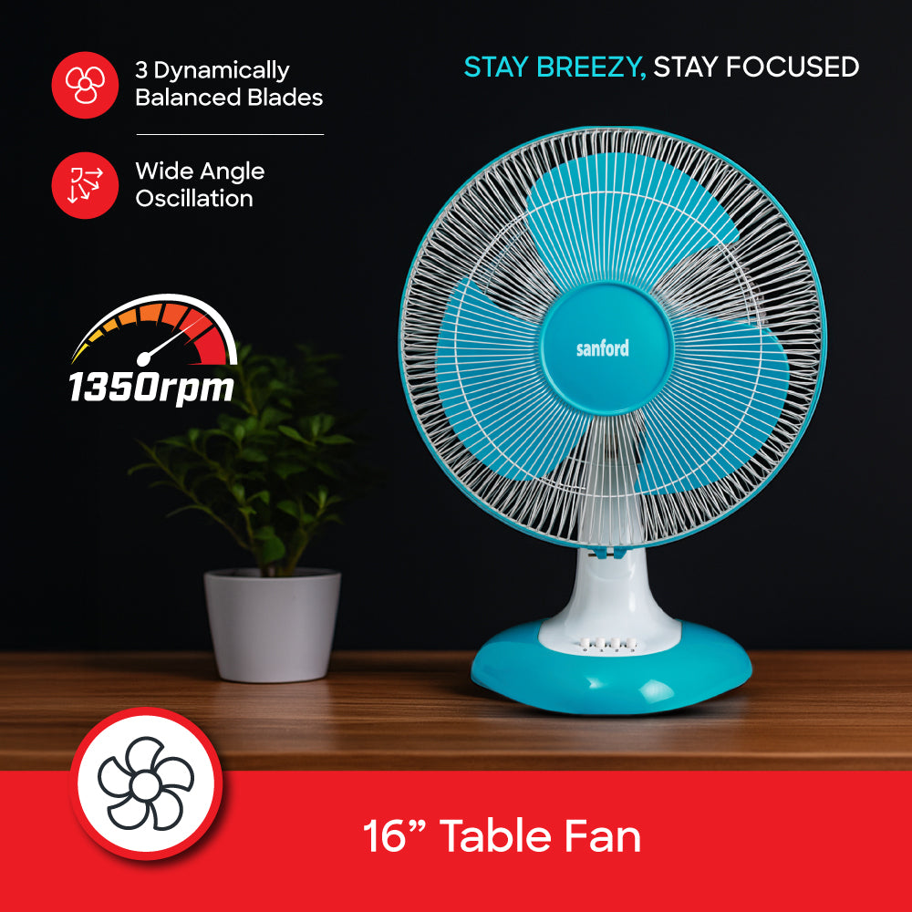 Sanford Table Fan 16-Inch with 3-Speed Control and 60W Motor | SF953TFN - Sanford India