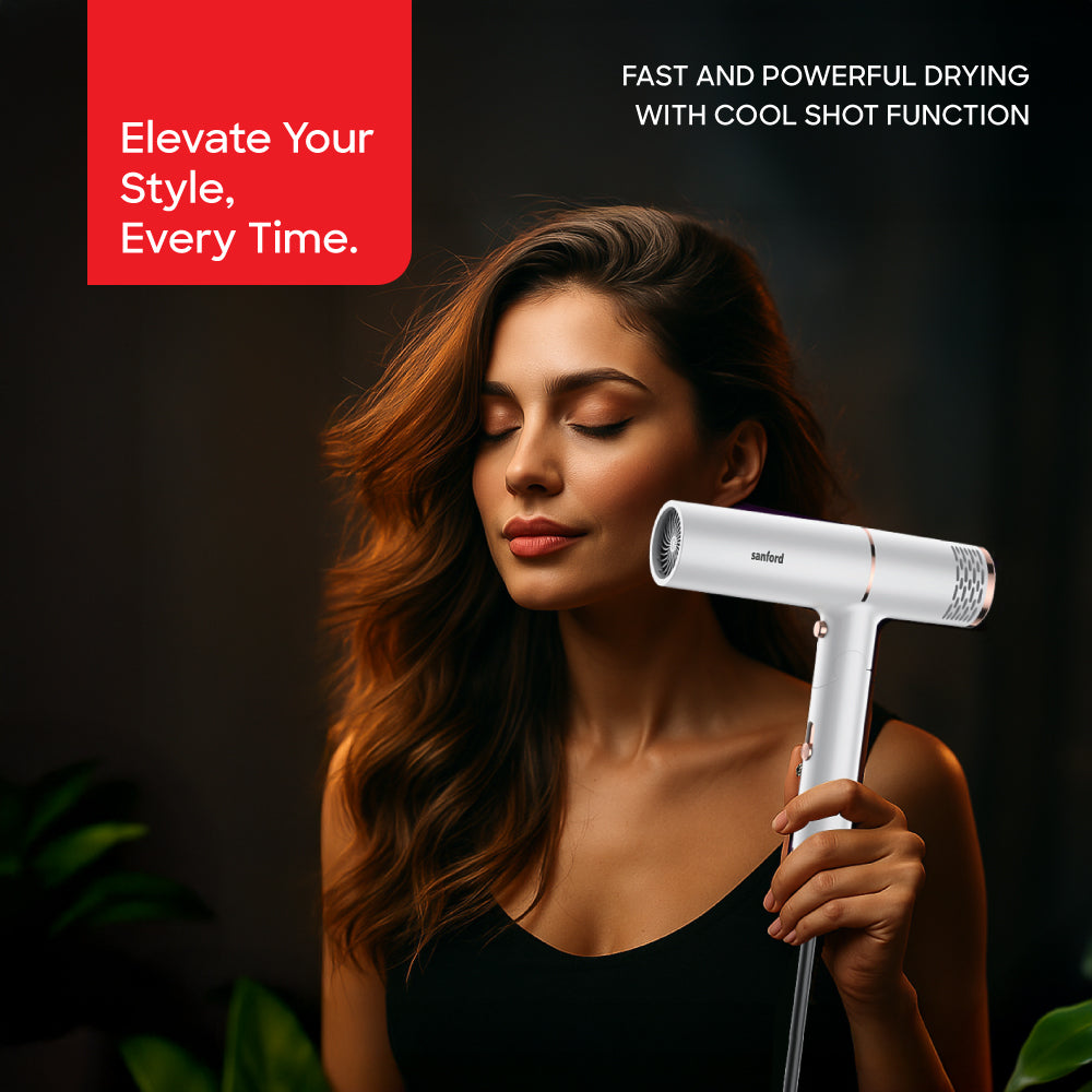Sanford 1300W Hair Dryer with Blue Ion Light and Cool-Shot Function | SF9678HD - Sanford India