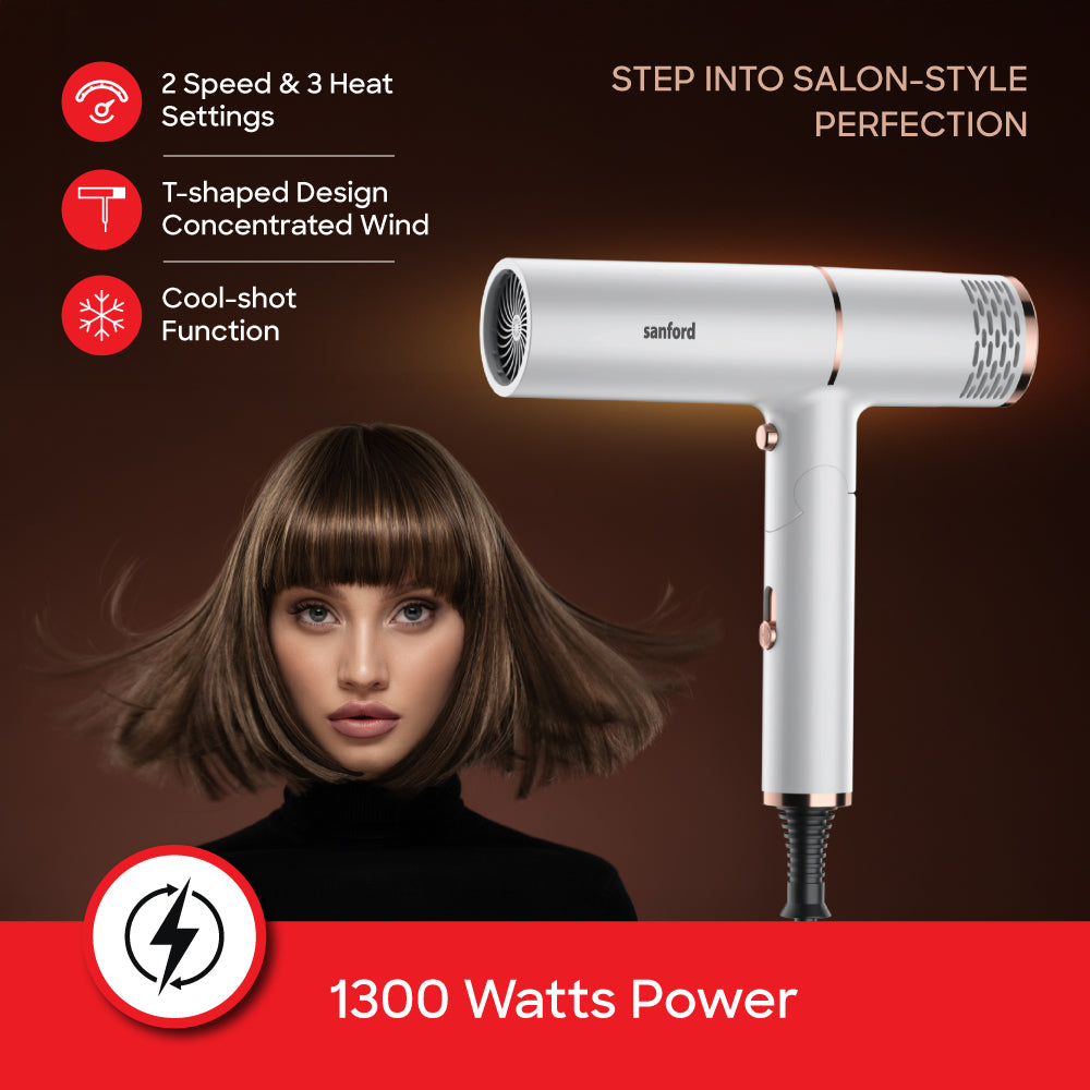 Sanford 1300W Hair Dryer with Blue Ion Light and Cool-Shot Function (SF9678HD) - Sanford India