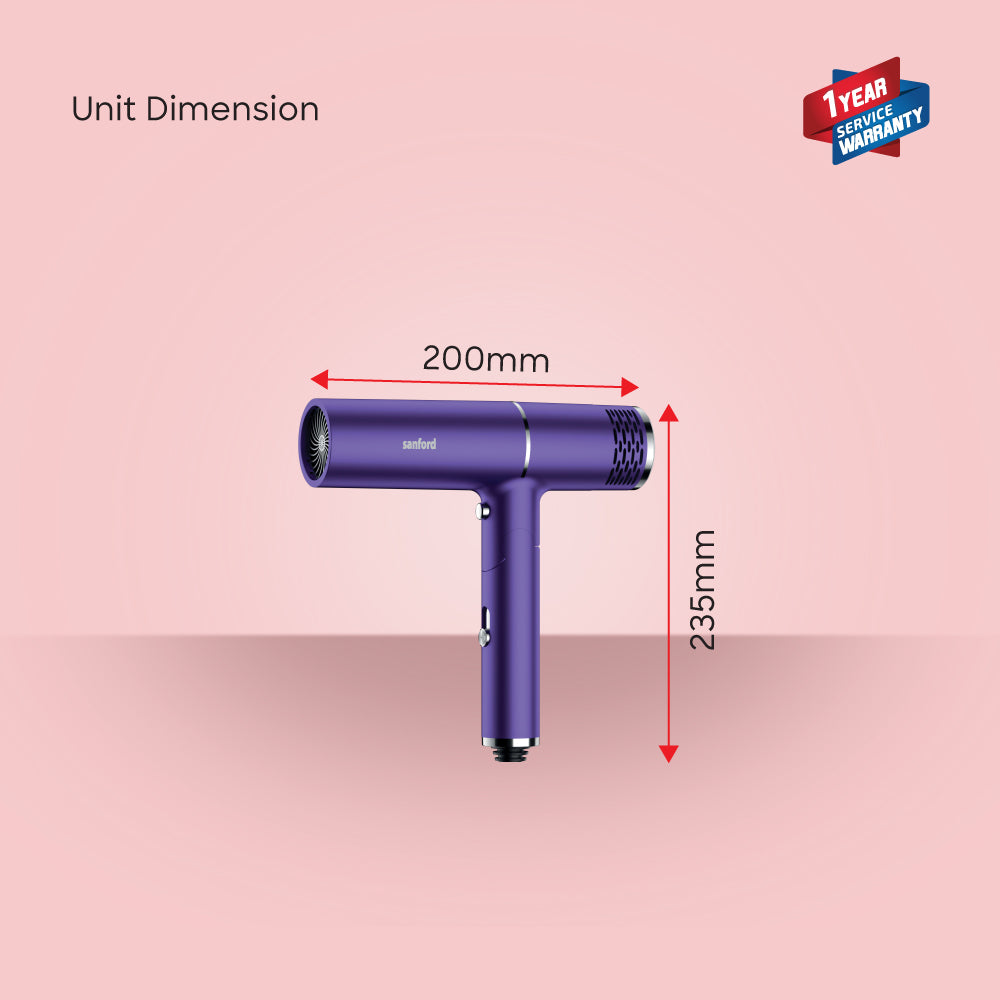 Sanford 1300W Hair Dryer with Blue Ion Light and Cool-Shot Function | SF9678HD - Sanford India