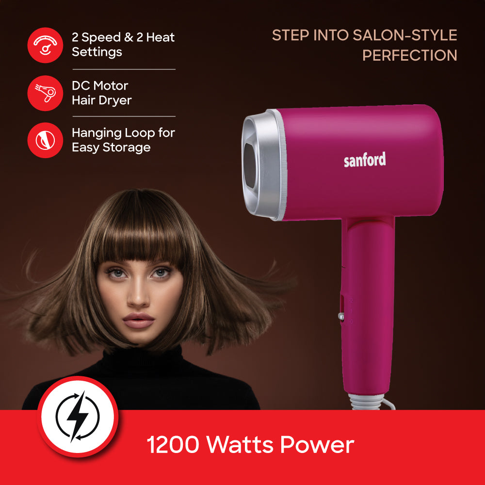 Sanford 1200W Hair Dryer with Foldable Handle and Dual Heat Settings | SF9693HD - Sanford India