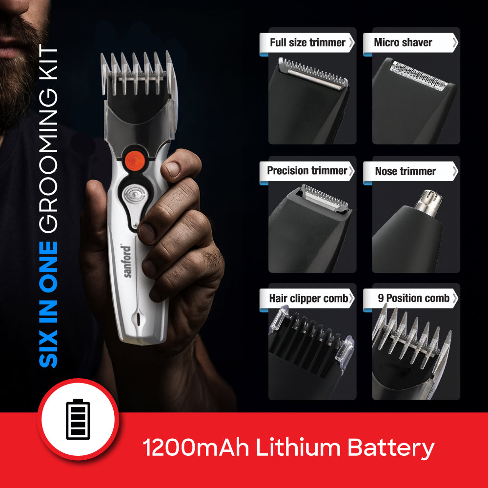 Sanford 6-in-1 Rechargeable Hair Clipper with 45-Minute Runtime | SF9725HC - Sanford India