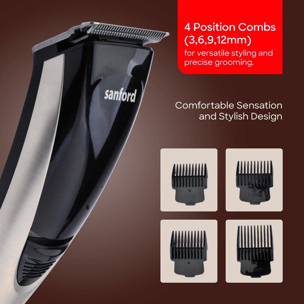 Sanford Rechargeable Hair Clipper with Stainless Steel Blade and 4 Combs | SF9739HC - Sanford India