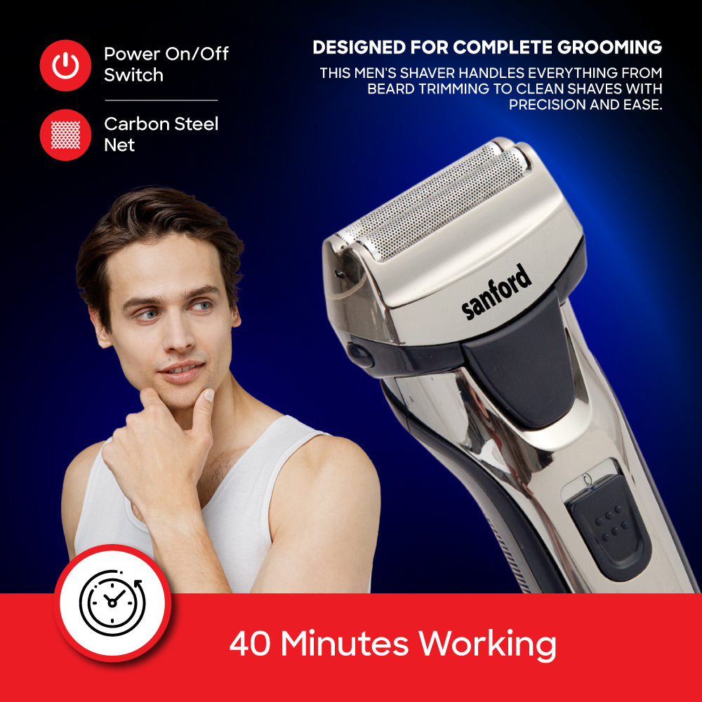 Sanford Rechargeable Men Shaver with Dual Blades and Pop-Up Trimmer | SF9808MS - Sanford India