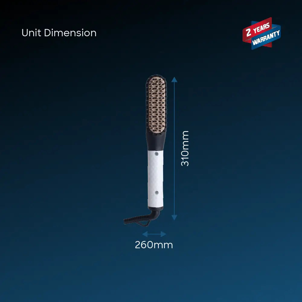 Sanford Beard Straightener 2 in 1 with Titanium Plates – unit dimensions showing 310mm length and 260mm width