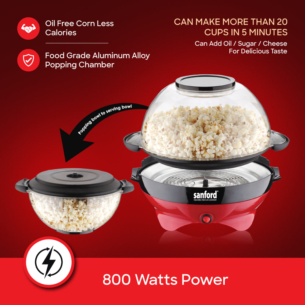 Sanford 800W Popcorn Maker with 5.7L Bowl and Coffee Bean Roasting | SF9976PM - Sanford India