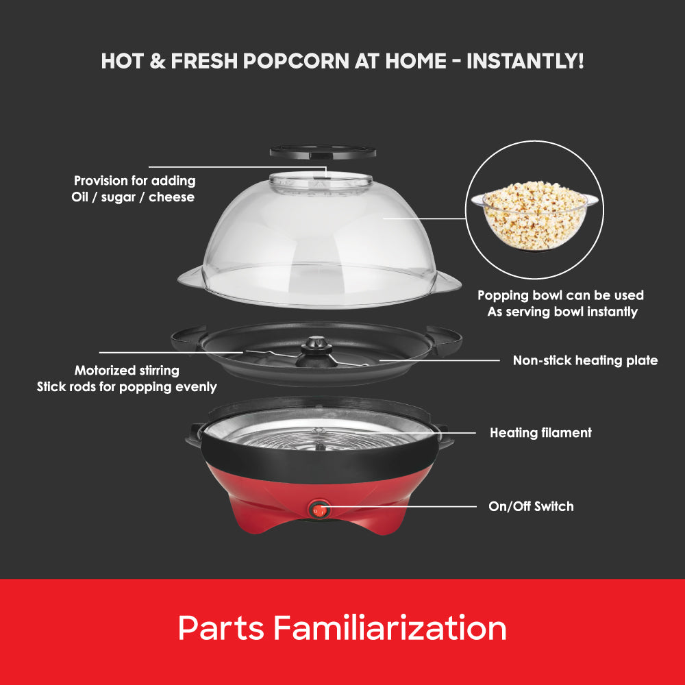Sanford 800W Popcorn Maker with 5.7L Bowl and Coffee Bean Roasting | SF9976PM - Sanford India