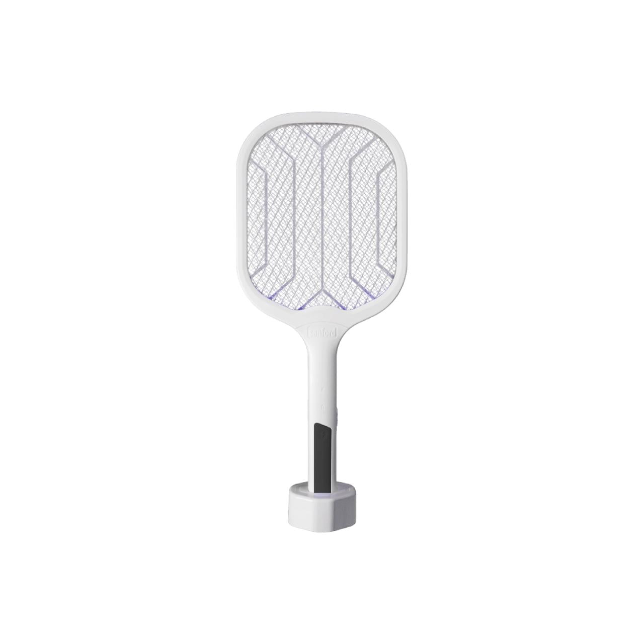 Sanford fly swatter with a black handle on a white background