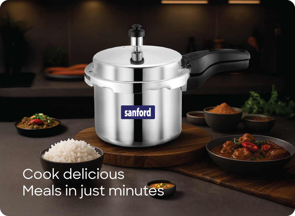 Sanford aluminium pressure cooker for fast and safe home cooking