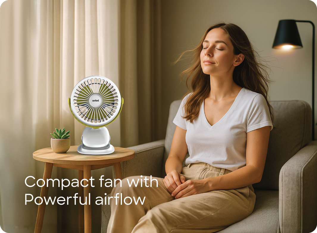 Sanford compact table fan with powerful airflow for cool comfort