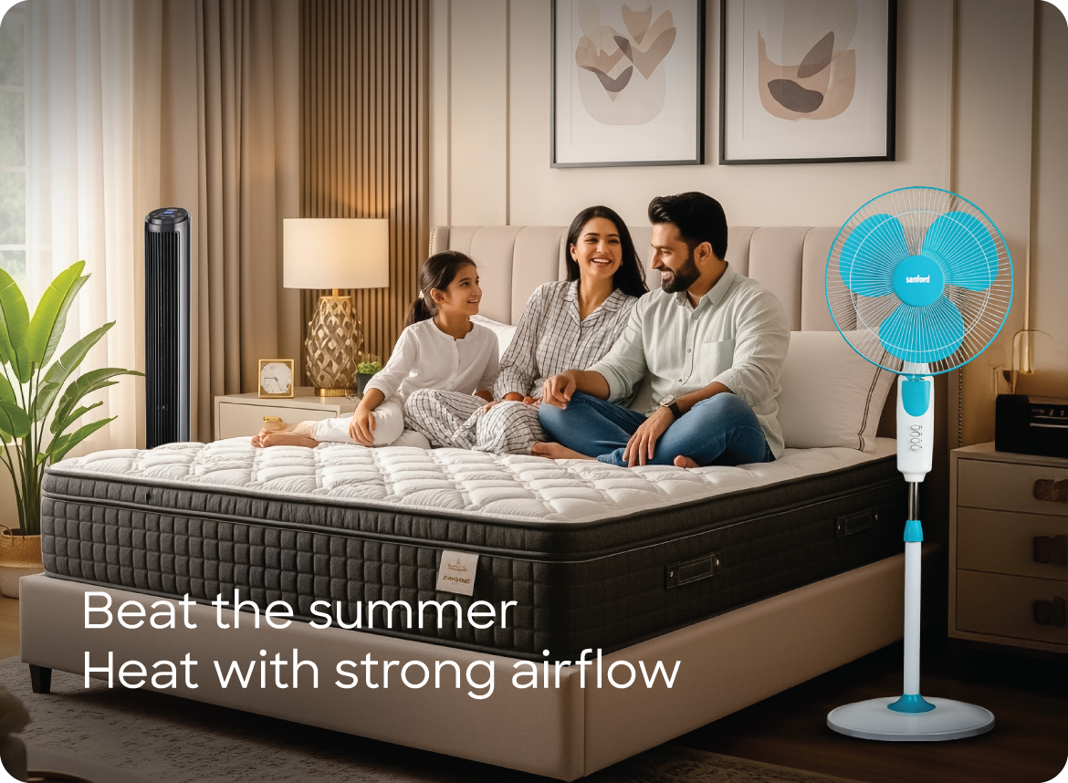 Sanford pedestal, table, and tower fan for powerful home cooling