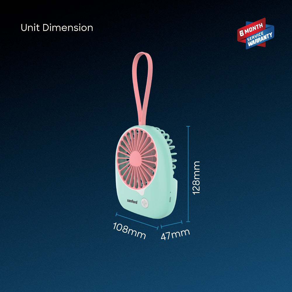 Sanford USB Mini Fan Rechargeable Portable 2400mAh Battery 3-Speed Operation – SF6653MFN - Sanford India